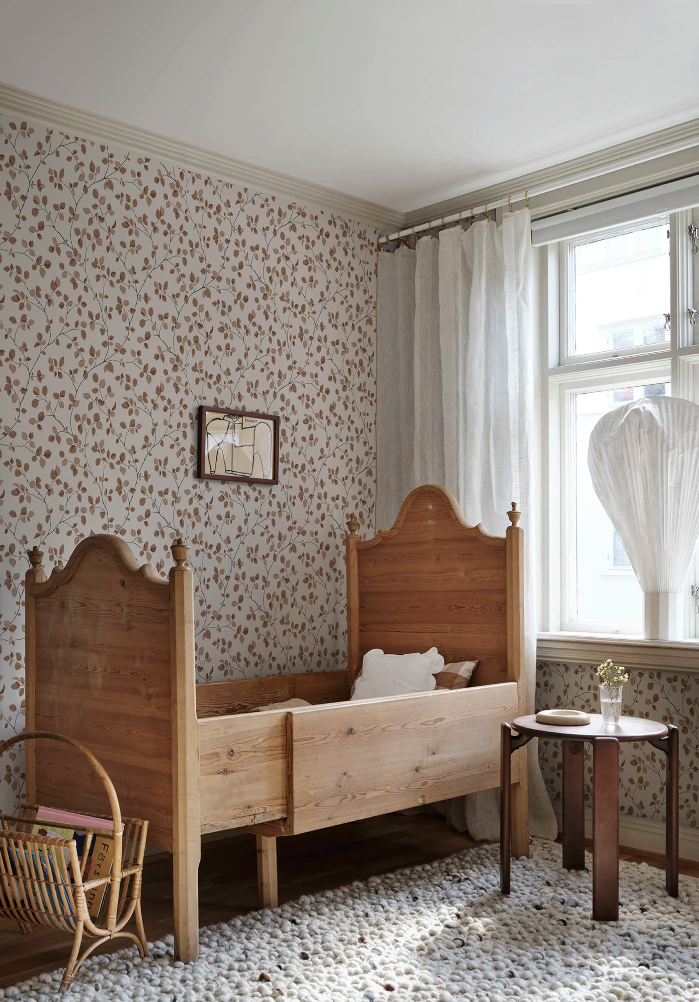 Bokskog wallpaper by Sandberg – Orange – Terracotta colourway, styled in a second room setting
