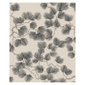Pine wallpaper by Sandberg, flat swatch of pine branches in charcoal black on a natural linen-cream ground
