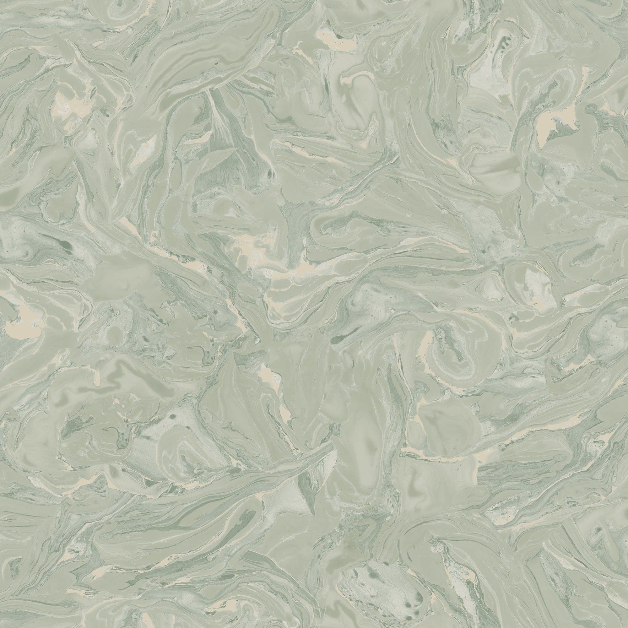 Marion wallpaper by Sandberg, flat swatch of swirling sage-green marbled texture