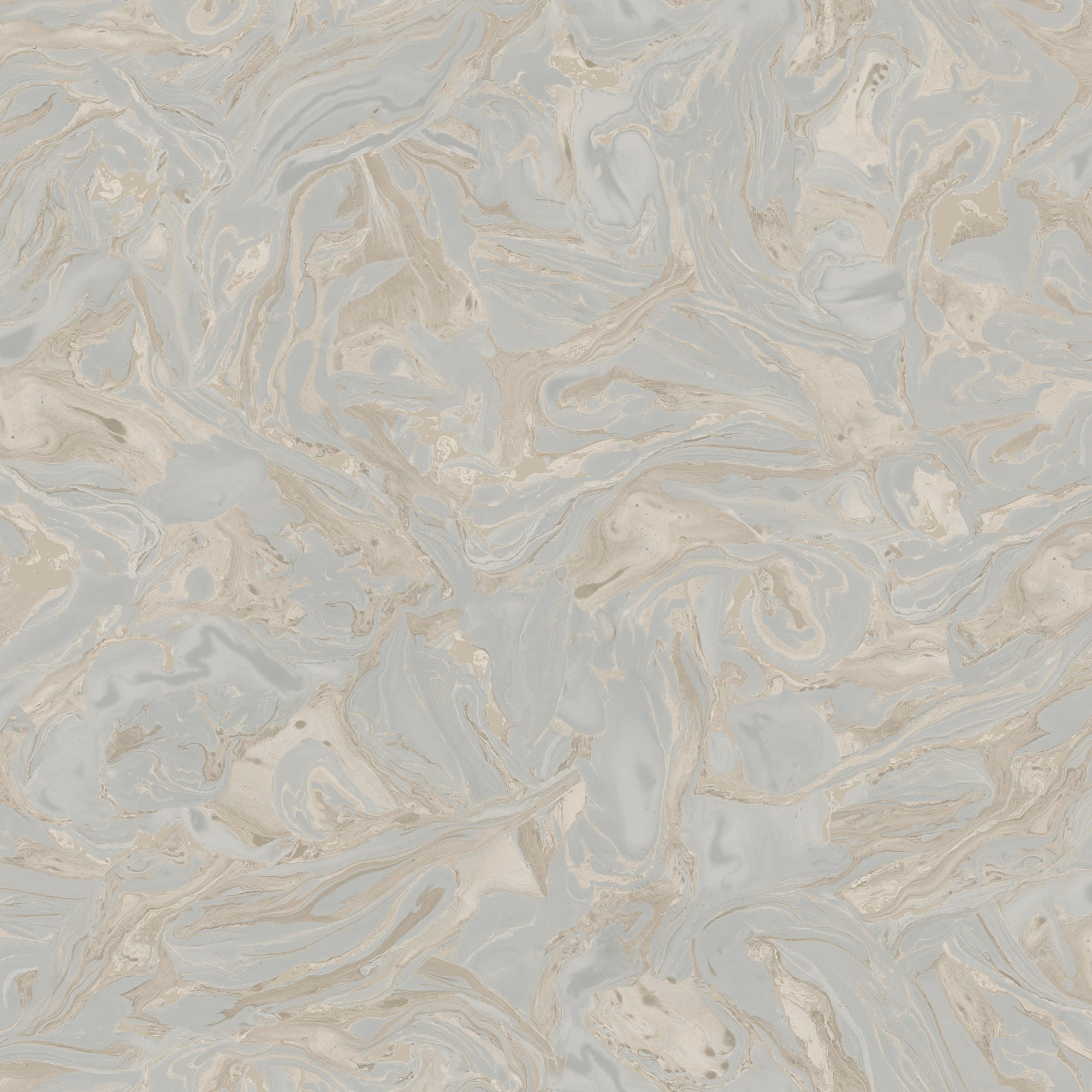 Marion wallpaper by Sandberg, close-up swatch of blue-grey and gold swirling marble pattern