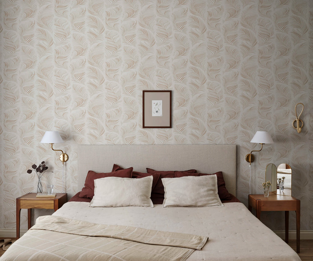 Grace wallpaper by Sandberg – Beige colourway, styled in a second room setting