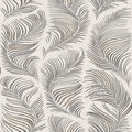 Grace wallpaper by Sandberg, flowing feather-like plumes in charcoal and gold on cream, flat roll swatch