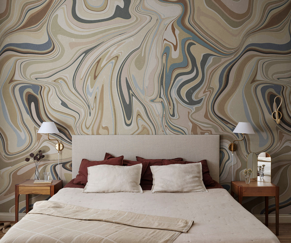 Klint wall mural by Sandberg in Clay, styled in a room, view 2