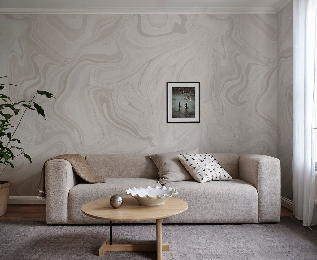 Klint wall mural by Sandberg in Gray, styled in a room, view 2