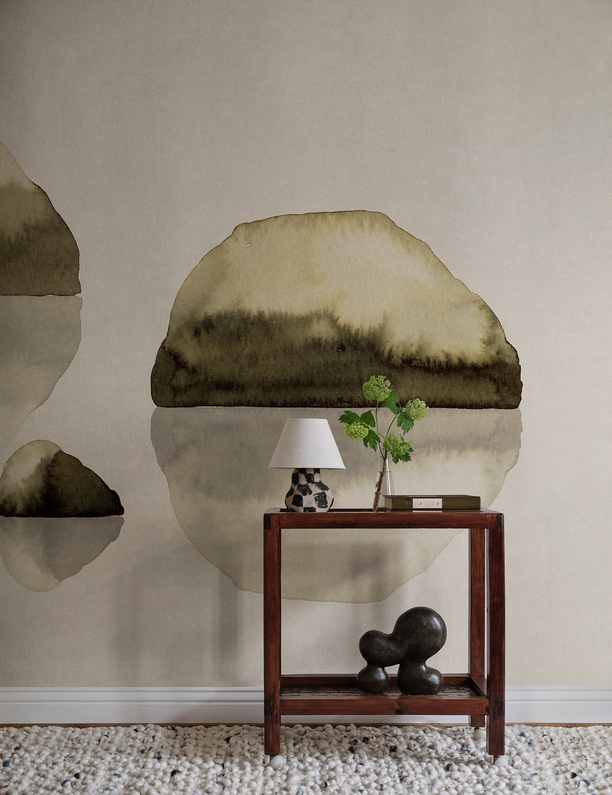 Spegel wall mural by Sandberg in Olive Green, styled in a room, view 2