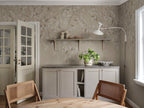 Liselund wall mural by Sandberg – botanical design, Brown – Hazel – styled in a room setting