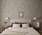 Liselund wall mural by Sandberg – botanical design, Brown – Hazel – styled in a room setting, view 2