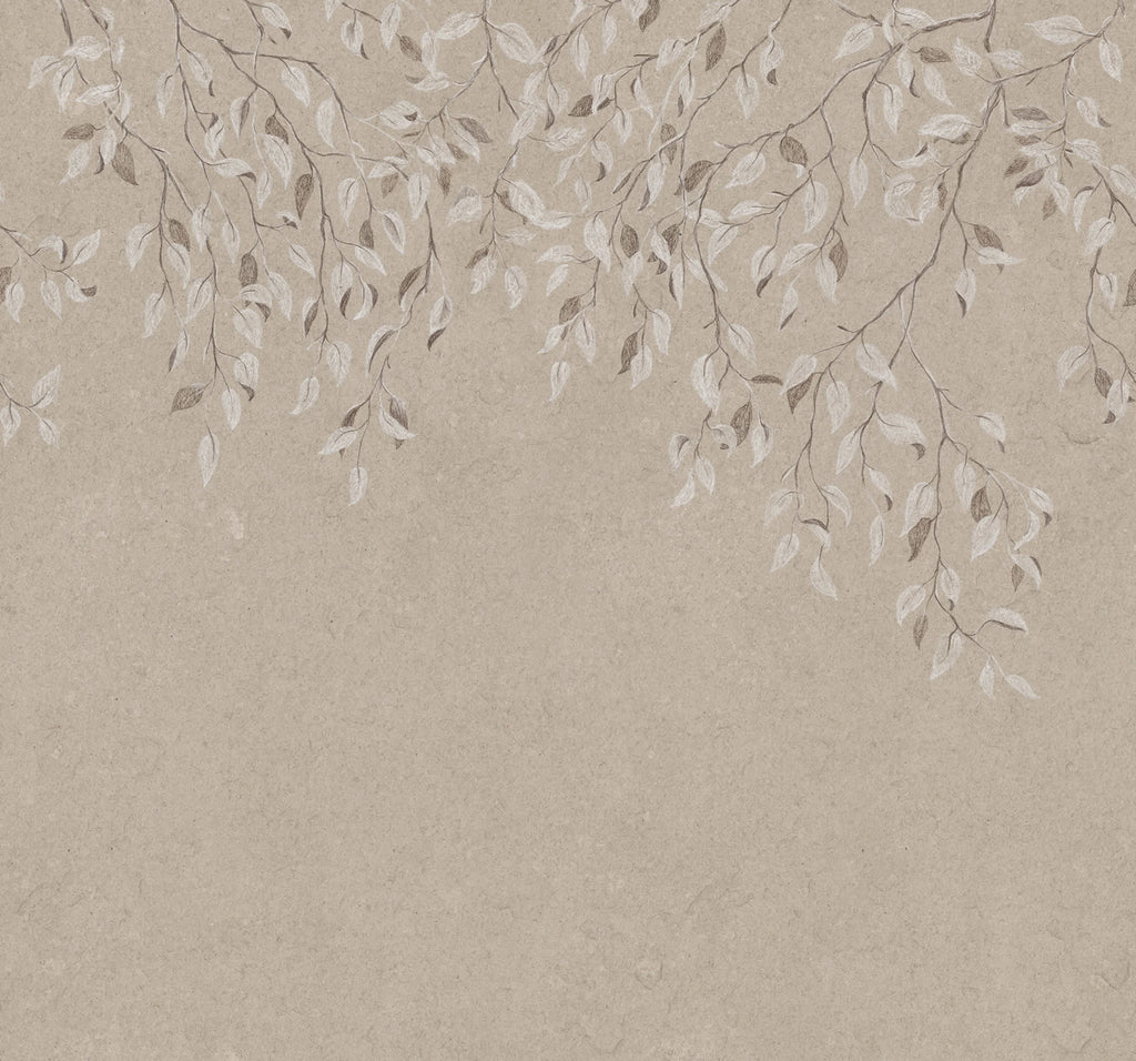 Liselund wall mural by Sandberg – botanical design, Brown – Hazel – flat swatch showing the repeat