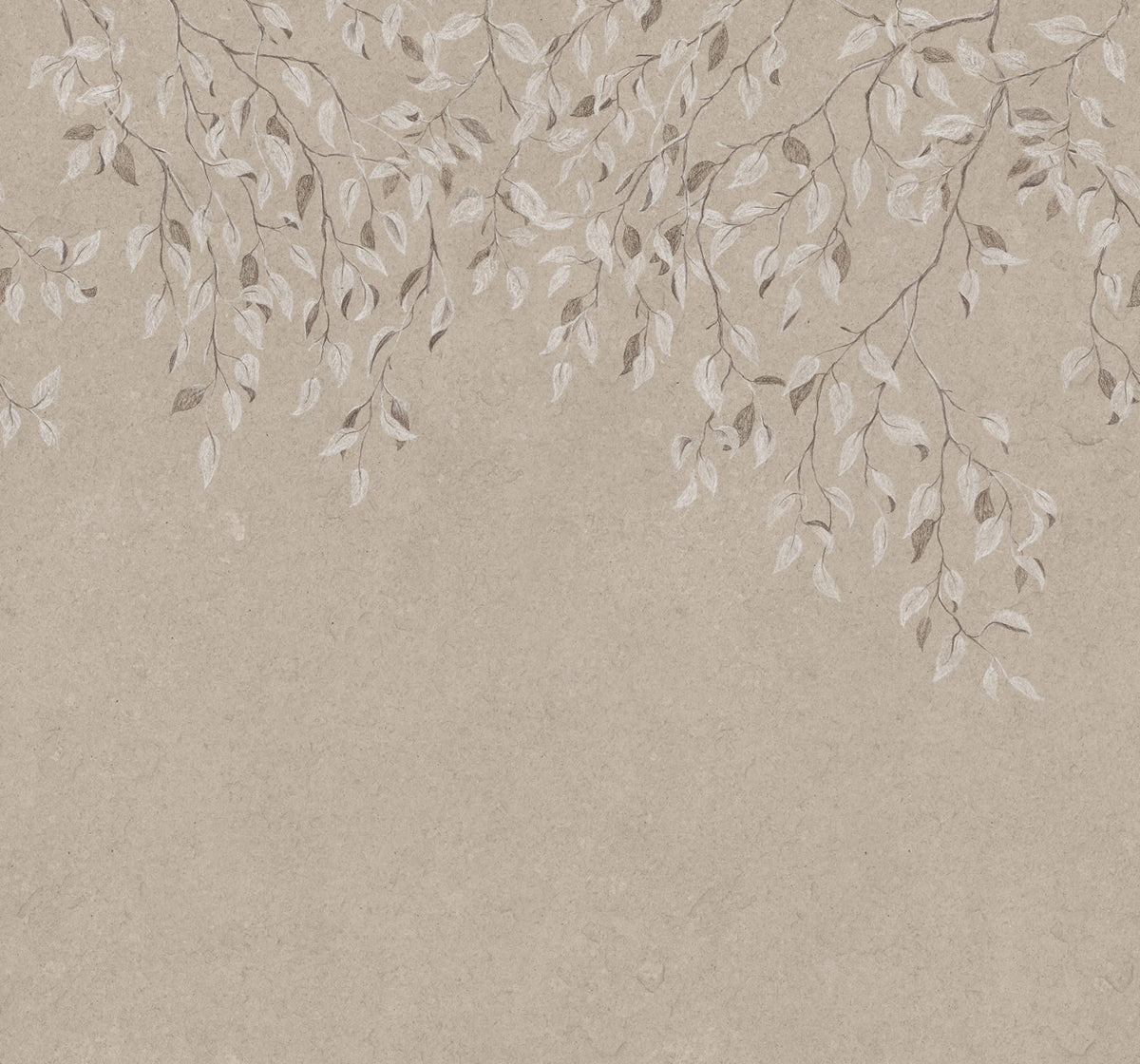 Liselund wall mural by Sandberg – botanical design, Brown – Hazel – flat swatch showing the repeat