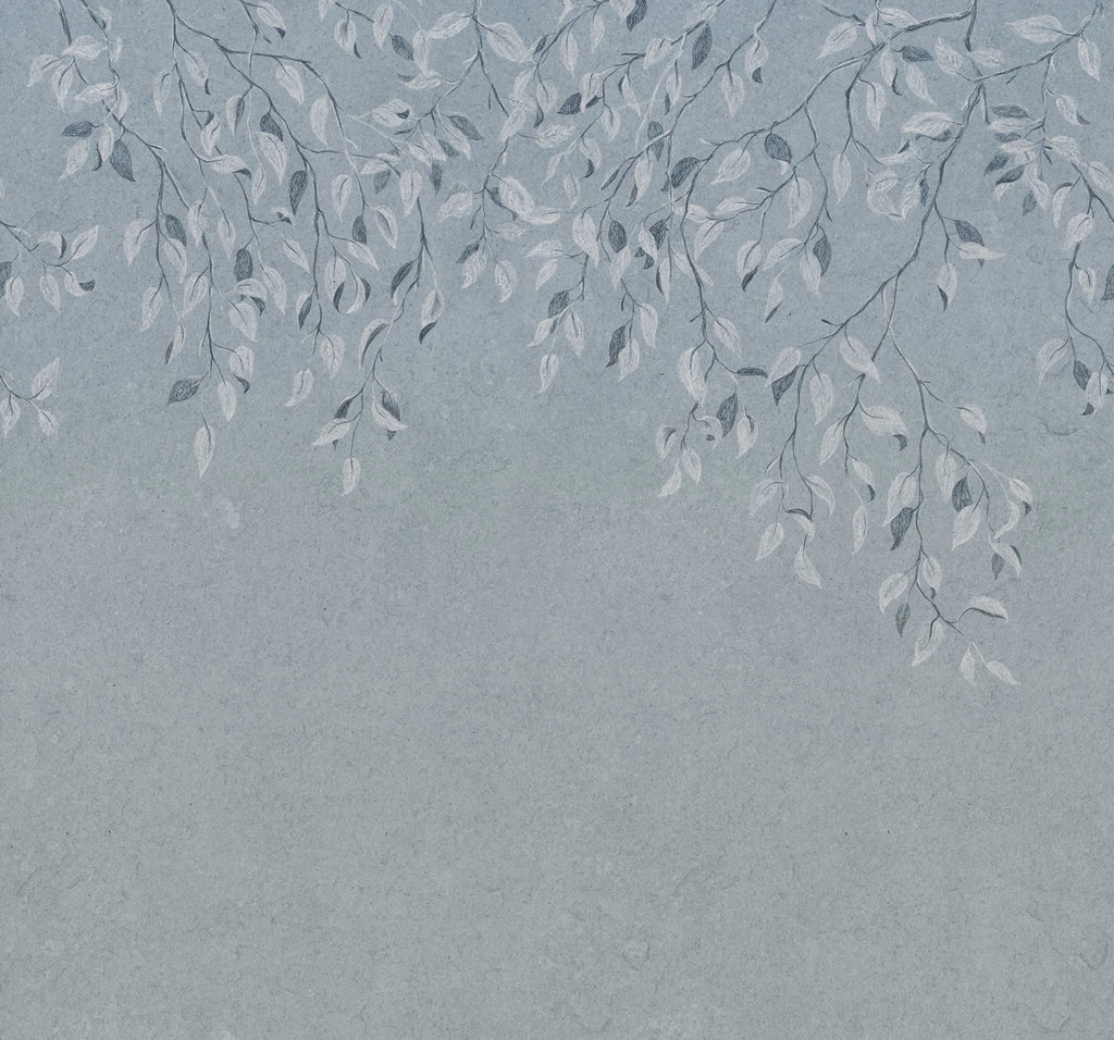 Liselund wall mural by Sandberg – botanical design, Blue – Misty Blue – flat swatch showing the repeat, view 2