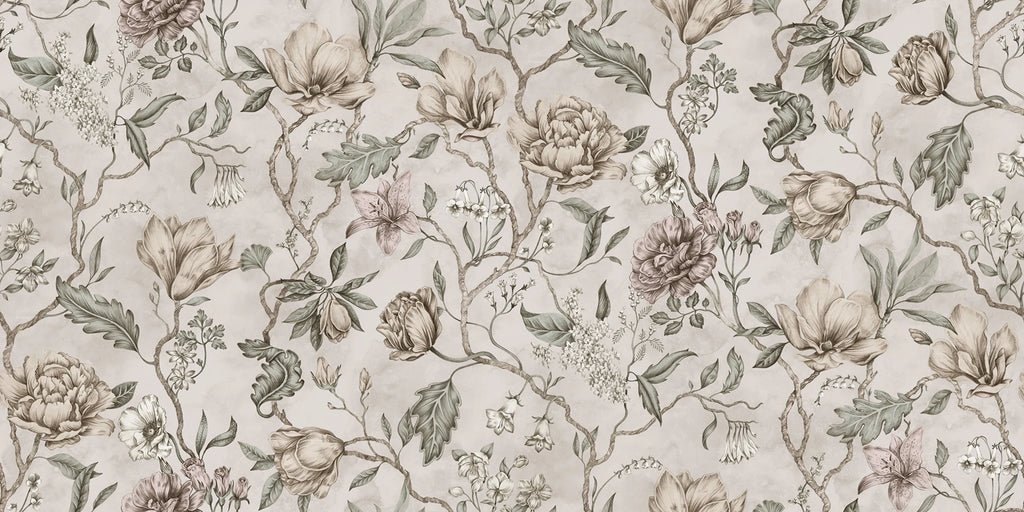 Belinda wallpaper by Sandberg – floral design, Pastel – flat swatch showing the repeat, view 4