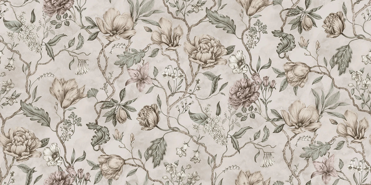 Belinda wallpaper by Sandberg – floral design, Pastel – flat swatch showing the repeat, view 4