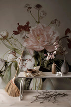 Julie wall mural by Sandberg – floral design, White – styled in a room setting, view 5