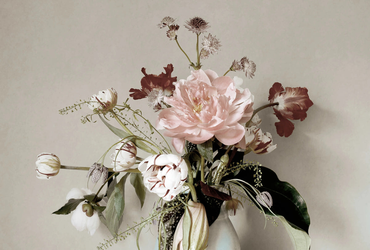 Julie wall mural by Sandberg – floral design, White – styled in a room setting, view 4