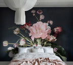 Julie wall mural by Sandberg – floral design, Black – styled in a room setting