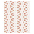 Ben Wavy Stripe wallpaper by Sandberg, vertical terracotta wavy lines and dotted stripes on cream, flat roll swatch