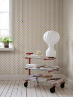Betty wallpaper by Sandberg in Yellow, styled on an interior wall