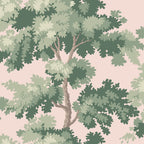 Raphael wallpaper by Sandberg in Pink – botanical, forest design, flat pattern repeat