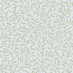 Karolina wallpaper by Sandberg, flat swatch of pale green leaves on a soft blue-grey ground