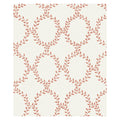 Wilma wallpaper by Sandberg, flat swatch of the leafy wreath trellis in terracotta pink on a white ground