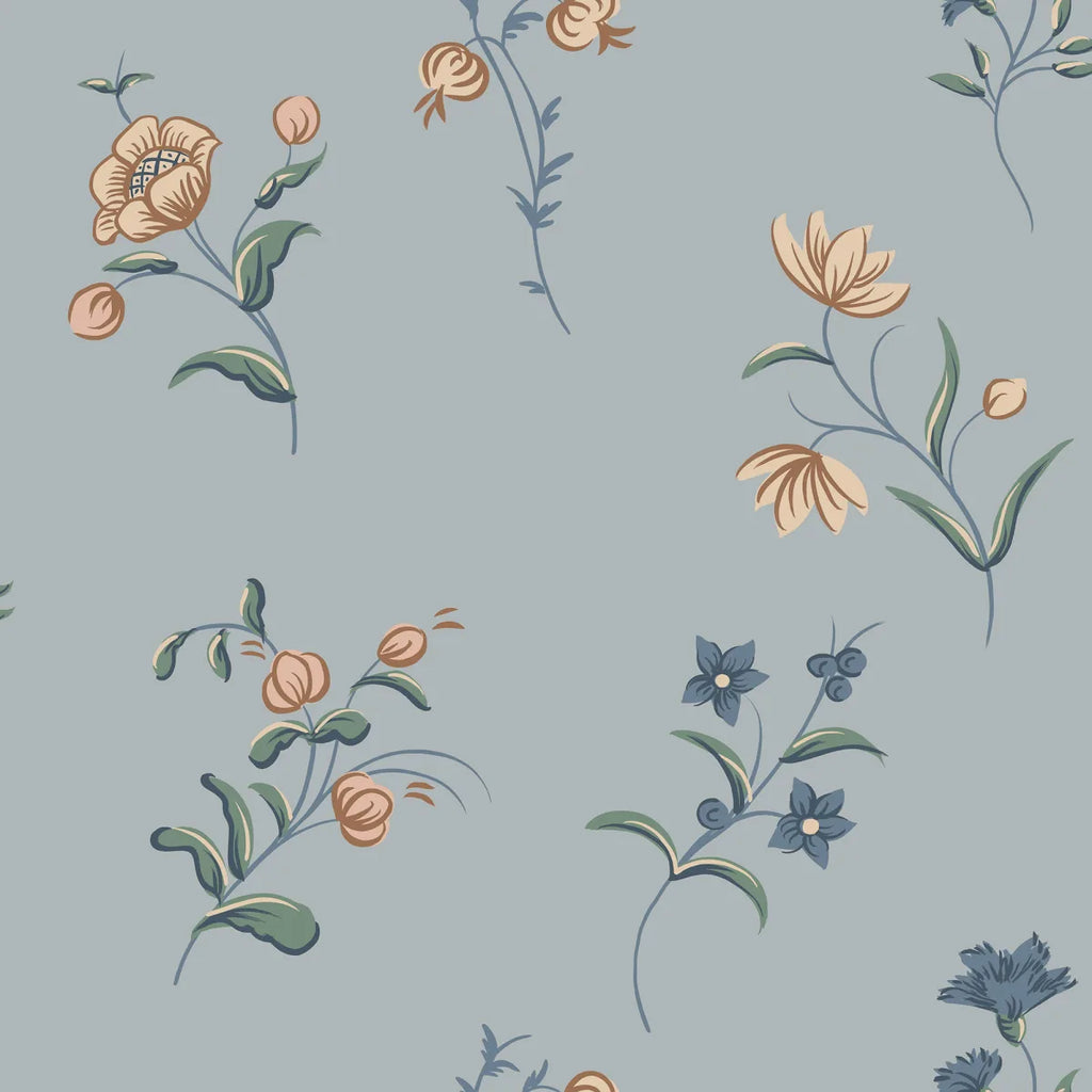 Hanna Misty Blue wallpaper by Sandberg – floral design