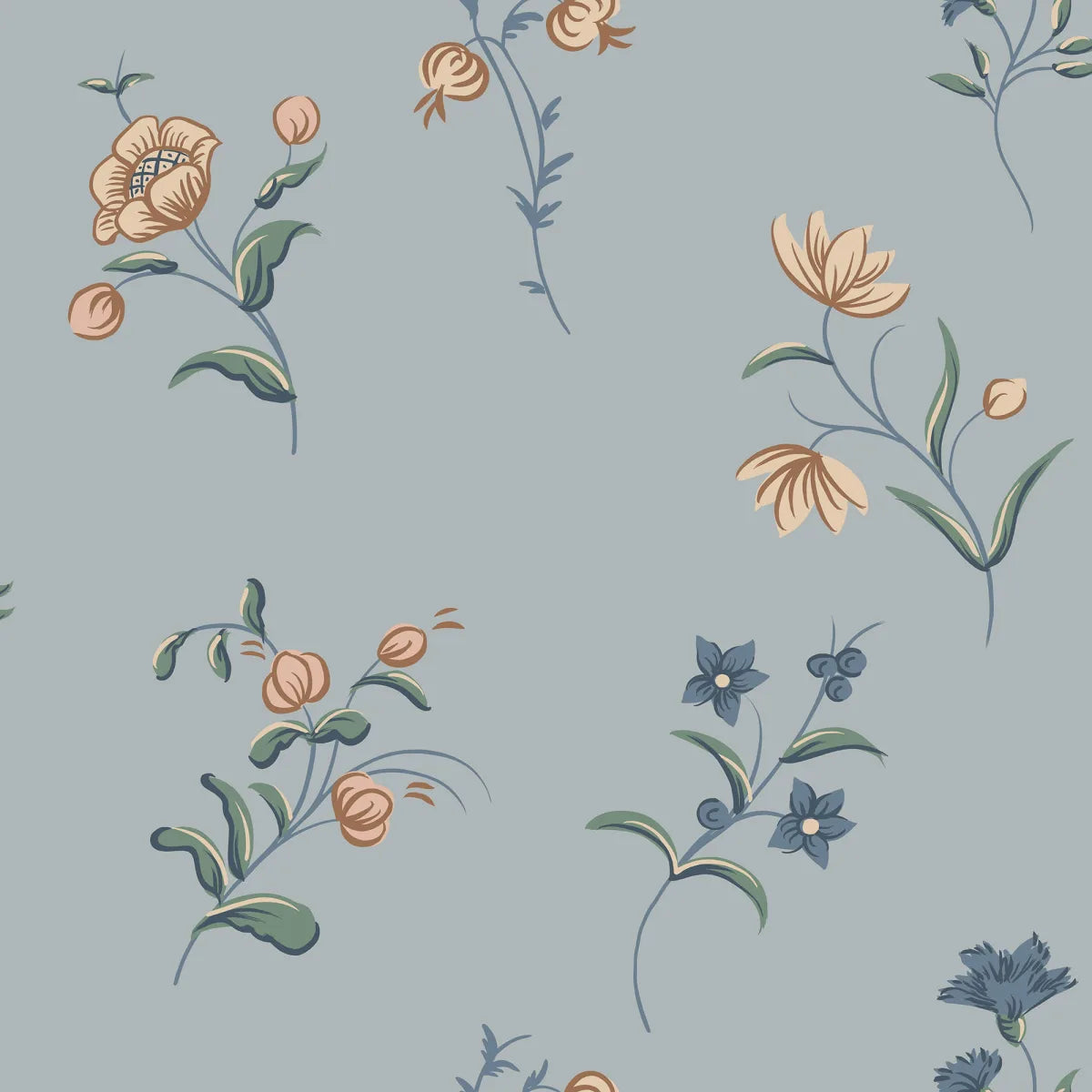 Hanna Misty Blue wallpaper by Sandberg – floral design