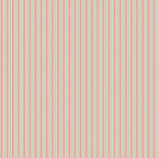 Linn wallpaper by Sandberg, flat swatch of narrow vertical stripes in dusty pink and green on cream
