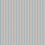 Linn wallpaper by Sandberg, flat swatch of fine vertical stripes in blue, pink and cream