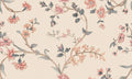 Clara wall mural by Sandberg, soft pink and grey trailing floral vines on cream, flat swatch.