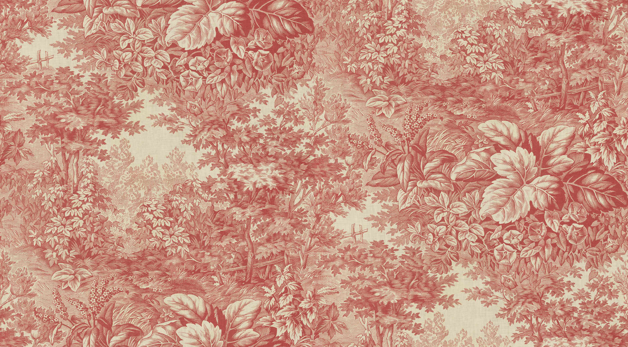 Forest Toile Red wall mural by Sandberg – botanical design