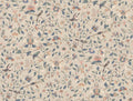 Hedda wall mural by Sandberg, flat panel of birds and meandering blooms in blue and coral on a taupe ground