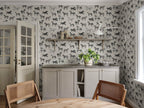 Colette wallpaper by Sandberg – animals design, Grey – Graphite – styled in a room setting, view 12