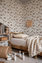 Colette wallpaper by Sandberg – animals design, Brown – styled in a room setting, view 6
