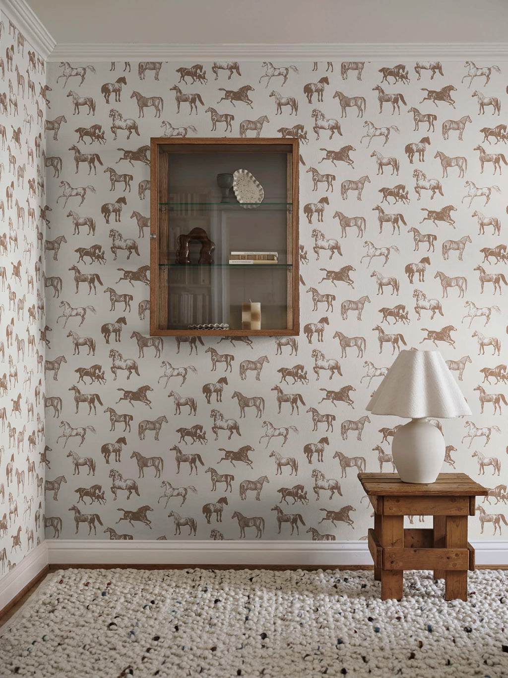 Colette wallpaper by Sandberg – animals design, Brown – styled in a room setting, view 8