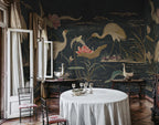 Seabirds wallpaper by Sandberg – chinoiserie design, Blue – Dark Blue