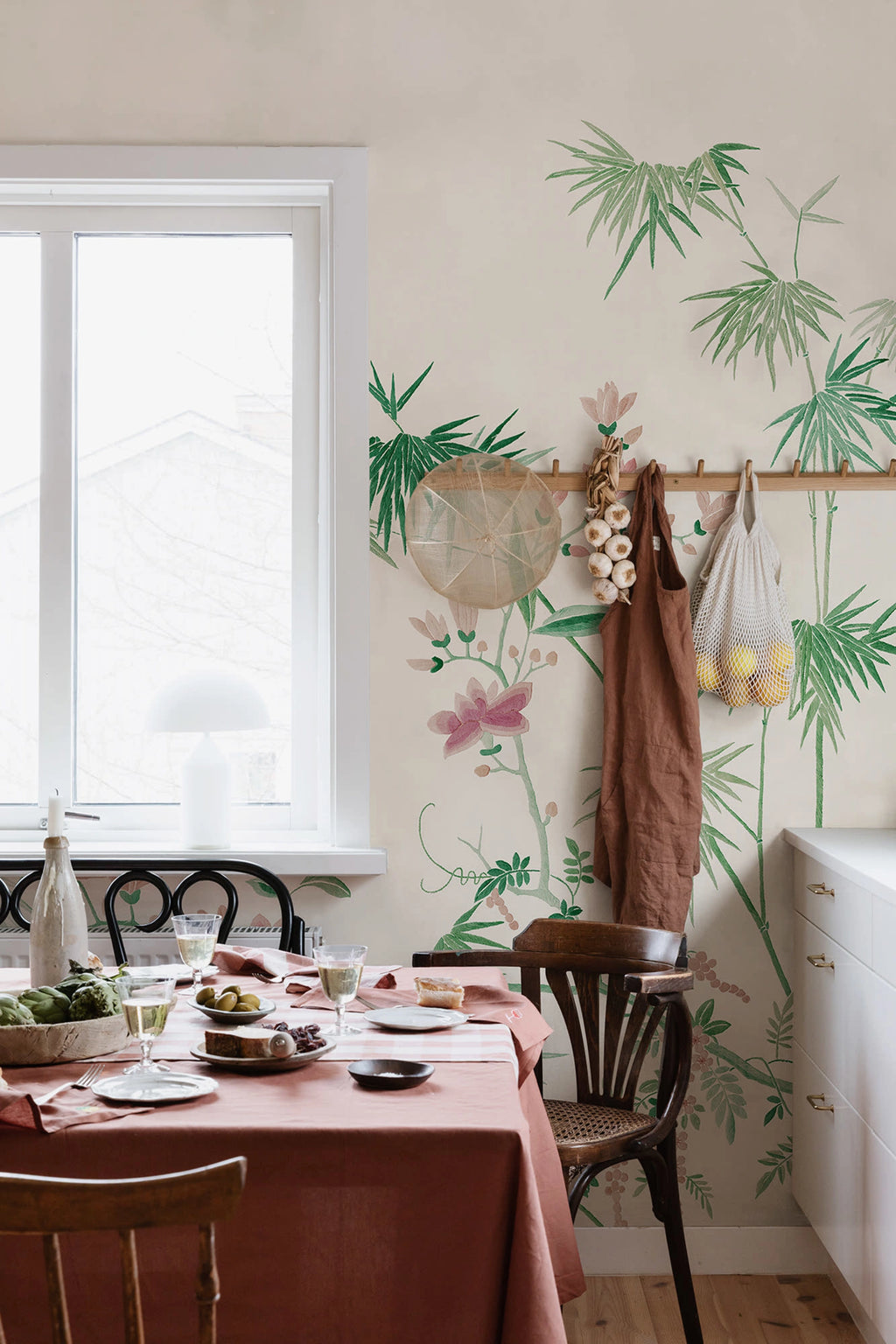 Bamboo Grove wallpaper by Sandberg – chinoiserie design, Green – styled in a room setting, view 10
