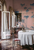 Bamboo Grove wallpaper by Sandberg – chinoiserie design, Pink – styled in a room setting, view 12