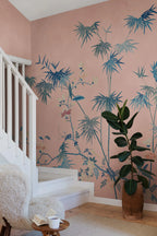 Bamboo Grove wallpaper by Sandberg – chinoiserie design, Pink – styled in a room setting, view 13