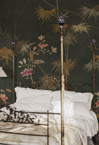 Bamboo Grove wallpaper by Sandberg – chinoiserie design, Brown – Dark – styled in a room setting, view 4