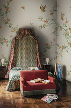 Bloom wallpaper by Sandberg – chinoiserie design, Green – Spring Green – styled in a room setting, view 11