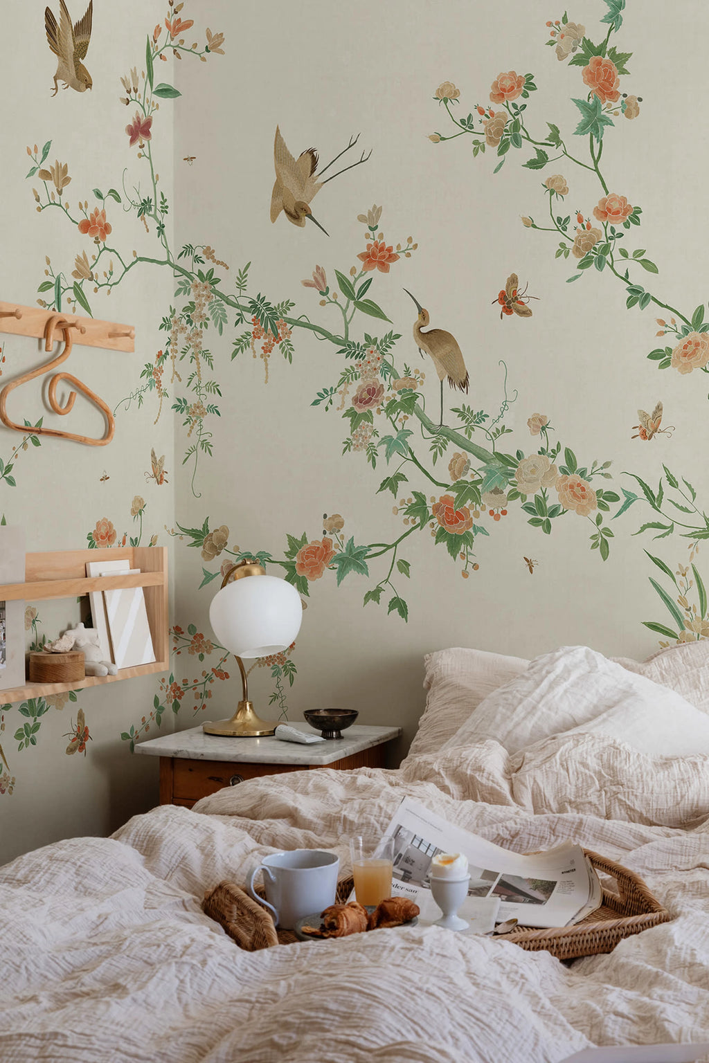 Bloom wallpaper by Sandberg – chinoiserie design, Green – Spring Green – styled in a room setting, view 14