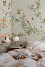 Bloom wallpaper by Sandberg – chinoiserie design, Green – Spring Green – styled in a room setting, view 14