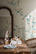 Bloom wallpaper by Sandberg – chinoiserie design, Grey – styled in a room setting, view 3