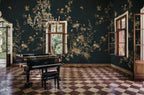Bloom wallpaper by Sandberg – chinoiserie design, Blue – Midnight Blue – styled in a room setting, view 7