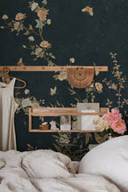 Bloom wallpaper by Sandberg – chinoiserie design, Blue – Midnight Blue – styled in a room setting, view 10