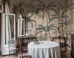 Louie wall mural by Sandberg – tropical design, Pink – styled in a room setting, view 7