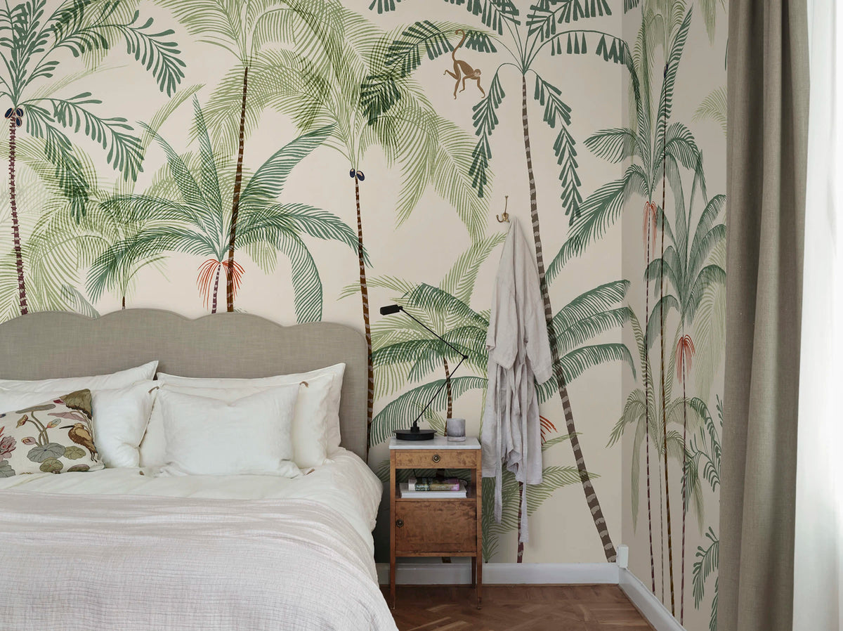 Louie wall mural by Sandberg – tropical design, Green – styled in a room setting, view 3