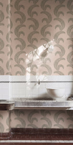 Jasmine wallpaper by Sandberg in Pink, styled on an interior wall