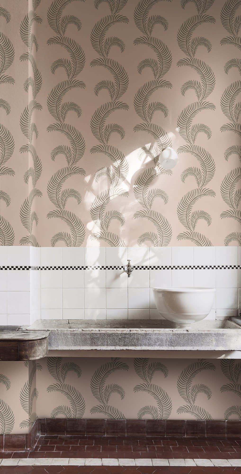 Jasmine wallpaper by Sandberg in Pink, styled on an interior wall