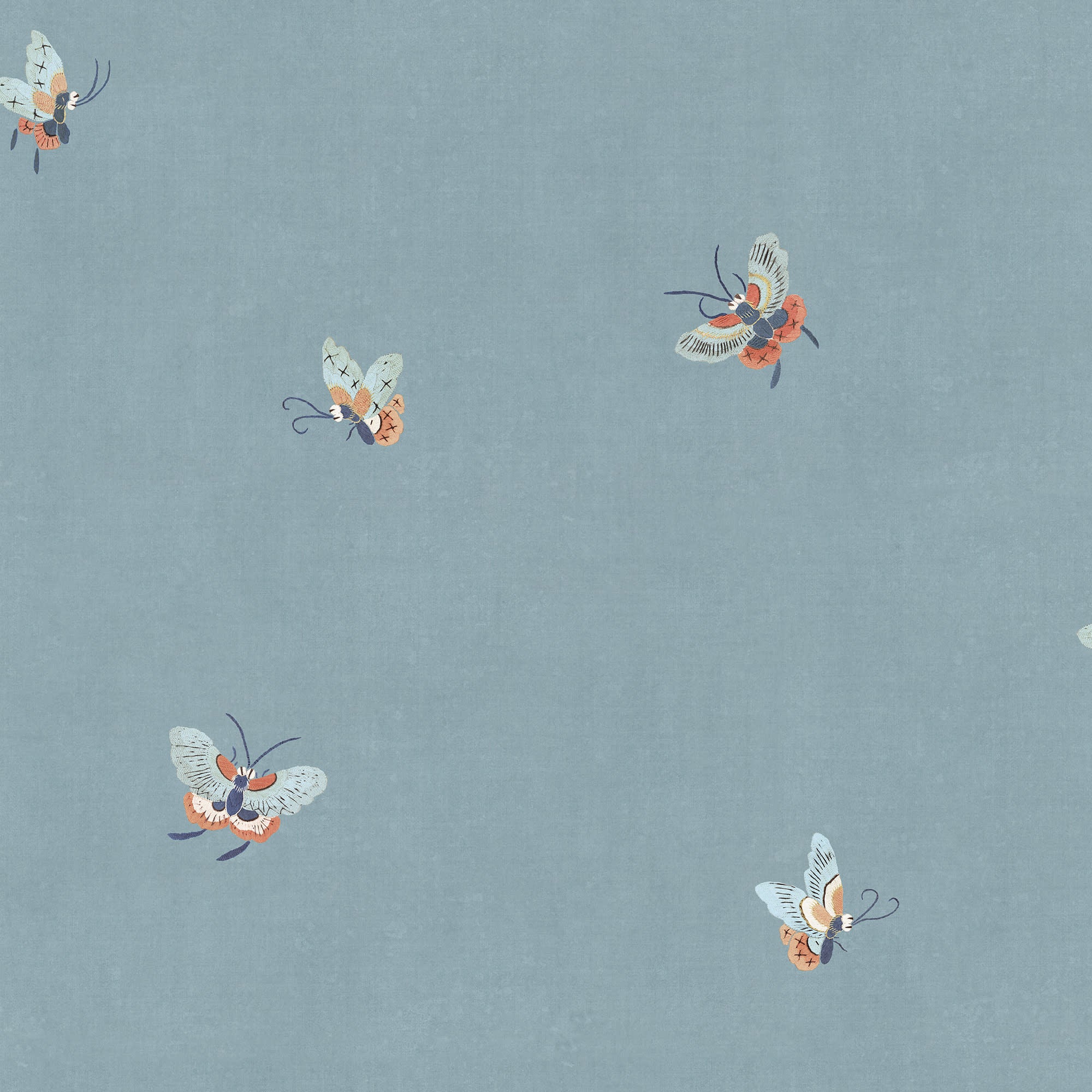 Butterflies wallpaper by Sandberg in Misty Blue, close-up of the butterfly pattern